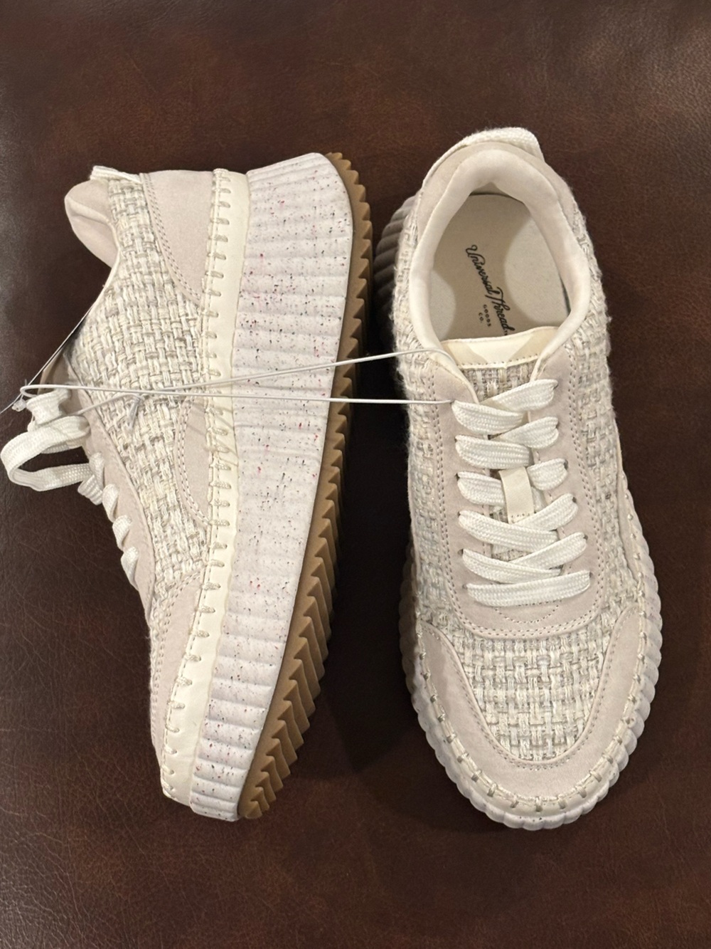 UNIVERSAL THREAD Cream Woven Platform Sneakers